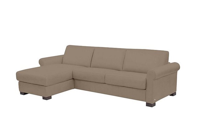 Alcova 3 Seater Leather Sofa Bed and Storage Left Hand Facing Chaise with Scroll Arms - Botero Taupe - Sofas and Armchairs - In Time for Christmas