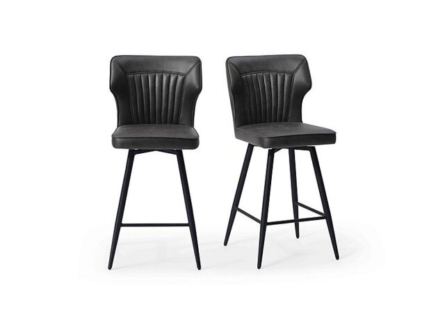Aydin Pair of Swivel Bar Stools - Dark Grey