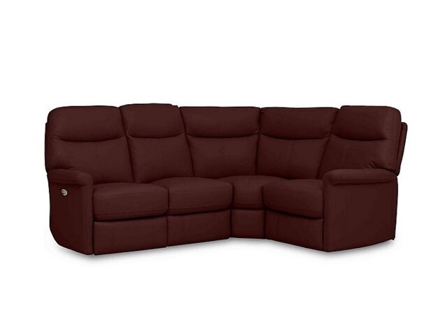 World of Leather - Compact Collection Lille BV Leather Power Recliner Right Hand Facing Corner Sofa - BV Deep Red
