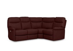 World of Leather - Compact Collection Lille BV Leather Power Recliner Right Hand Facing Corner Sofa - BV Deep Red
