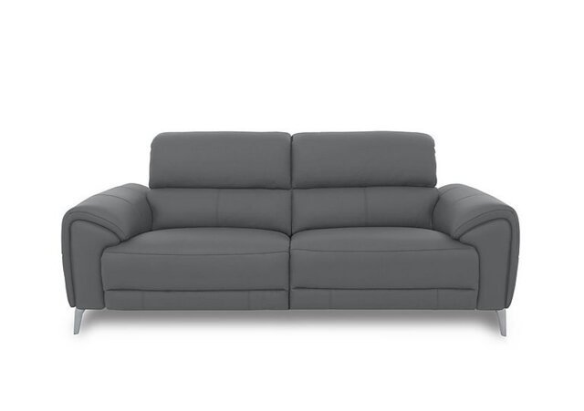 Vino Leather 3 Seater Power Recliner Sofa - Granite