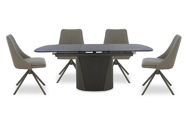 Icon Bronze Extending Dining Table and 4 Icon Chairs with Bronze Legs - 160-cm