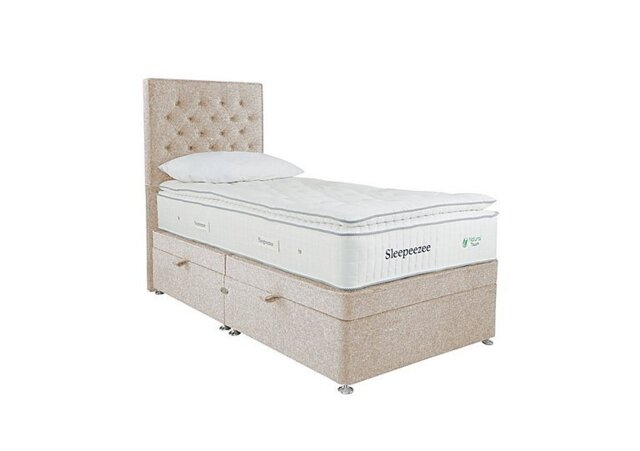 Sleepeezee - Natural Touch 3000 Pillowtop Side Ottoman Divan Set - Single - Tweed Cream