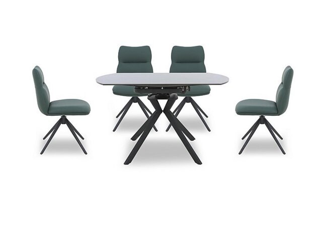 Quattro Round Extending Swivel Dining Table and 4 Swivel Chairs