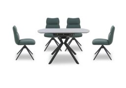 Quattro Round Extending Swivel Dining Table and 4 Swivel Chairs