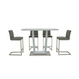 Grigio Table with 4 Fixed Bar Stools