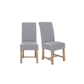 Hewitt Pair of Upholstered Dining Chair - Grey Check Wool