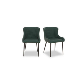 Hanoi Pair of Faux Leather Dining Chairs - Bottle Green