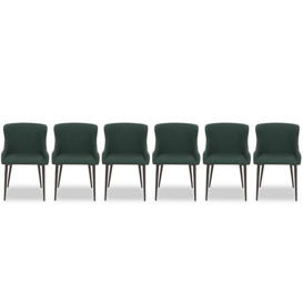 Hanoi Set of 6 Faux Leather Dining Chairs - Bottle Green