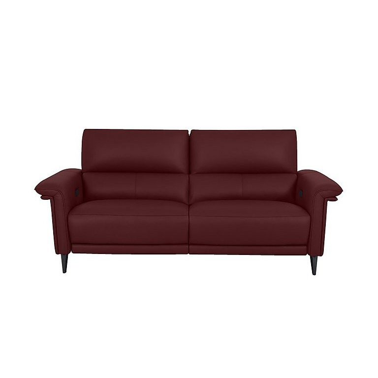 Domicil - Huxley 3 Seater Leather Power Recliner Sofa with Telescopic Headrests - Burgundy