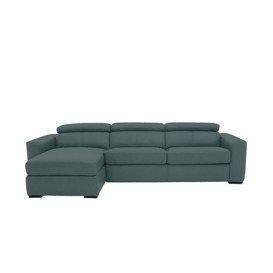 Infinity NC Leather Left Hand Facing Corner Chaise Sofabed with Storage - NC Lake Green
