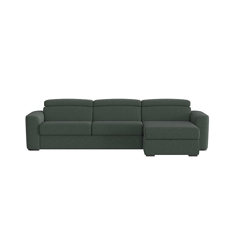 Infinity Fabric Right Hand Facing Corner Chaise Sofa Bed with Storage - Moss Green