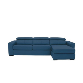 Infinity NC Leather Right Hand Facing Corner Chaise Sofabed with Storage - Carribean Sea