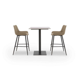 Ion Table with 2 Faux Leather Bar Stools - Light Brown