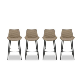 Ion Set of 4 Faux Leather Bar Stools - Light Brown