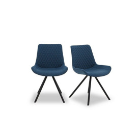 Ion Pair of Fabric Dining Chairs - Mineral Blue