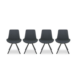 Ion Set of 4 Faux Leather Dining Chairs - Dark Grey