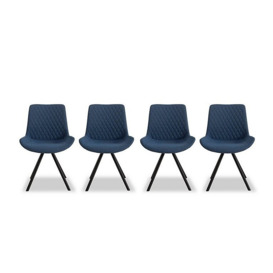 Ion Set of 4 Fabric Dining Chairs - Mineral Blue