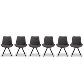 Ion Set of 6 Fabric Dining Chairs - Shadow Grey