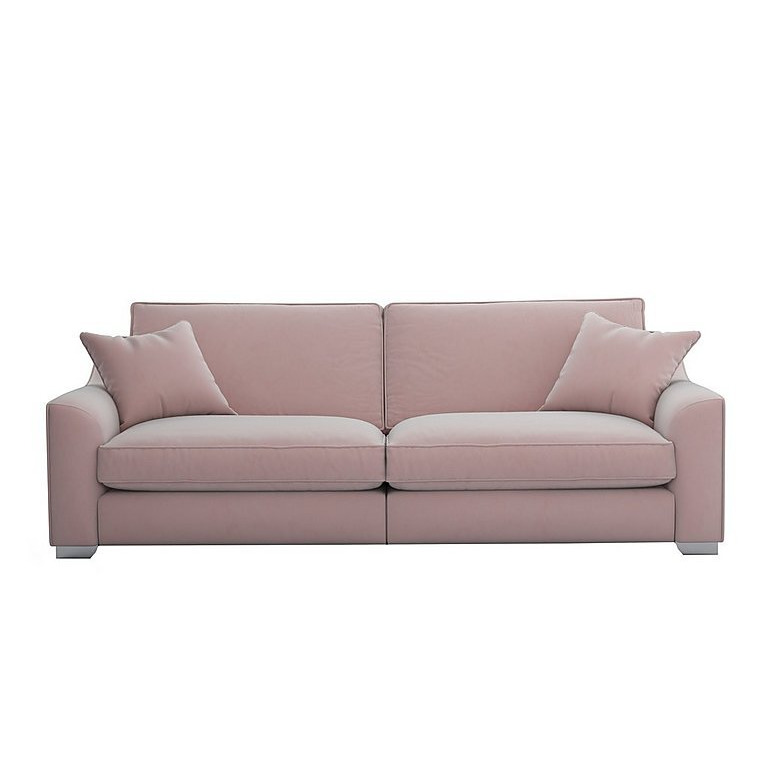 The Lounge Co. - Isobel 4 Seater Fabric Fibre Fill Sofa with Chrome Feet - Cotton Candy