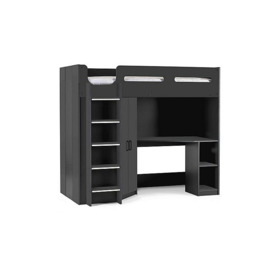 Jakob High Sleeper with Wardrobe and Desk - Anthracite