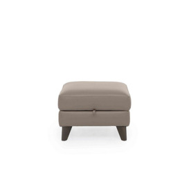 Jules Leather Storage Stool - Silver Grey