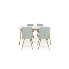 Jonah Extending Dining Table with 4 Faux Leather Chairs - 125-cm - Light Grey