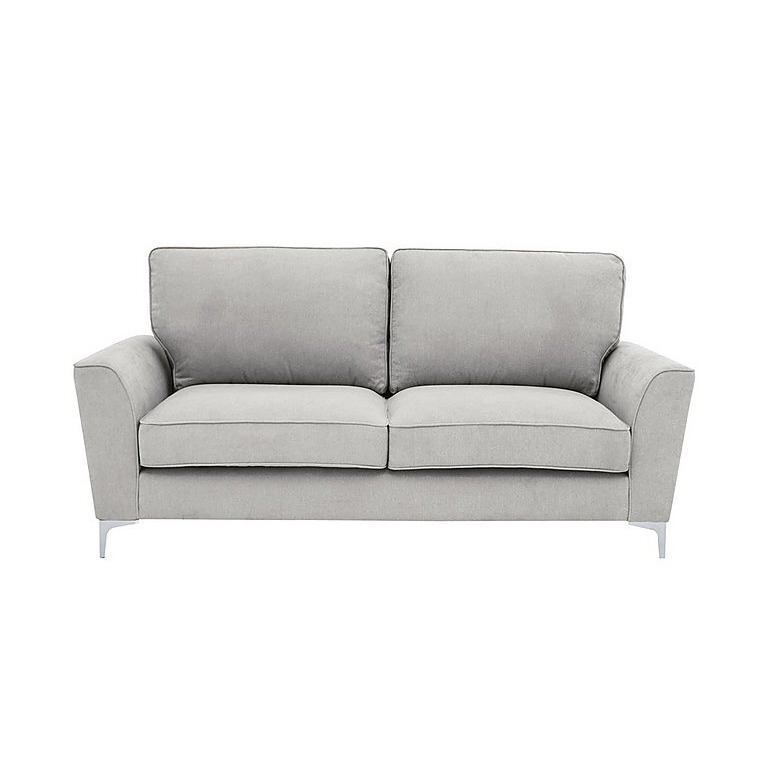 Legend 3 Seater Classic Back Fabric Sofa with Chrome Feet - Kingston Silver
