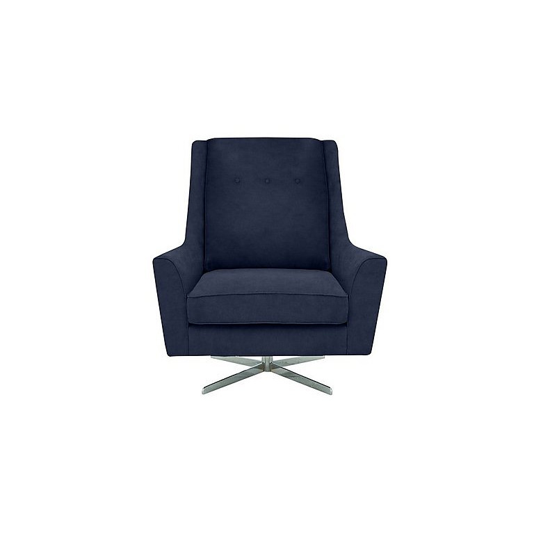 Legend Fabric Designer Swivel Chair with Chrome Feet - Cosmo Navy