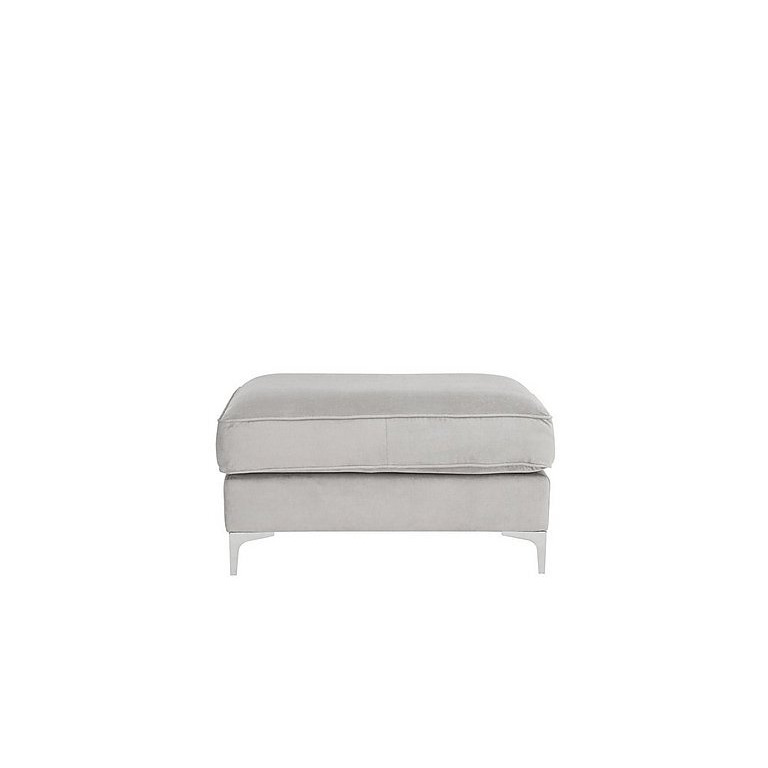 Legend Fabric Footstool - Kingston Silver with Chrome Feet