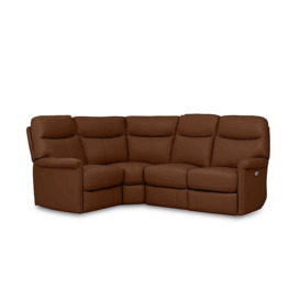 Compact Collection Lille Leather Power Recliner Left Hand Facing Corner Sofa - Warm Brown