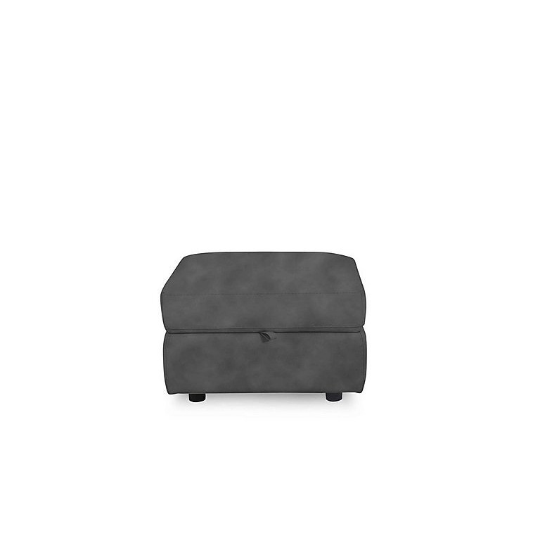 Compact Collection Lille Fabric Storage Footstool - Steel Grey