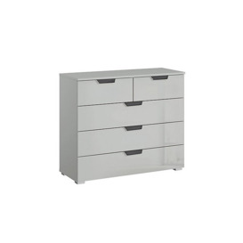 Lima 2+3 Drawer Chest with Glass Front - Grey