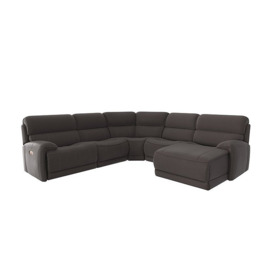 Link Fabric Right Hand Facing Corner Chaise Power Sofa - Dark Grey