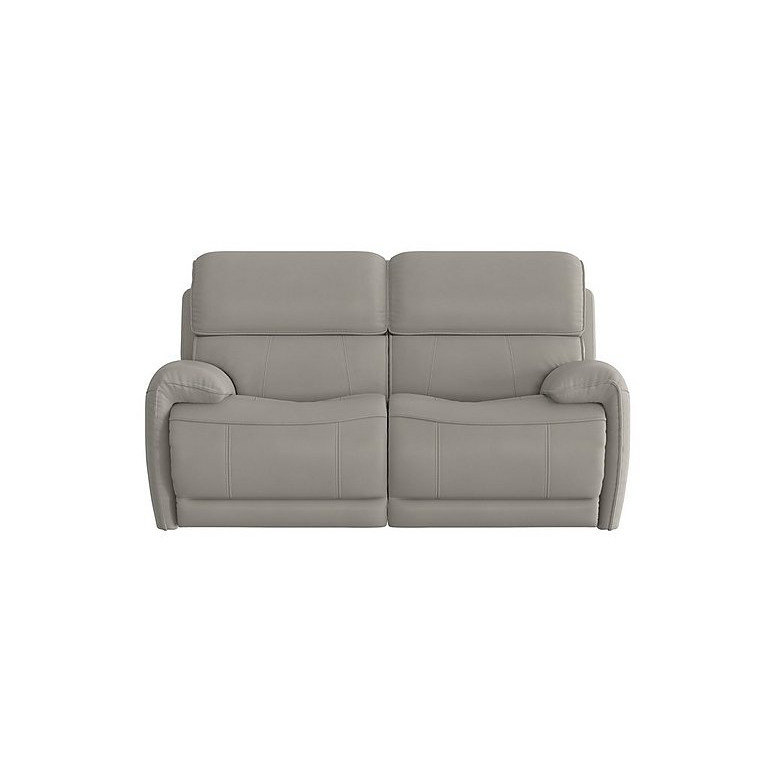 Link 2 Seater BV Leather Power Recliner Sofa with Power Headrests - Silver Grey
