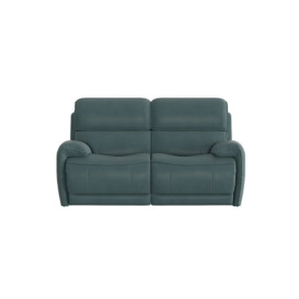 Link 2 Seater BV Leather Power Recliner Sofa with Power Headrests - BV Lake Green