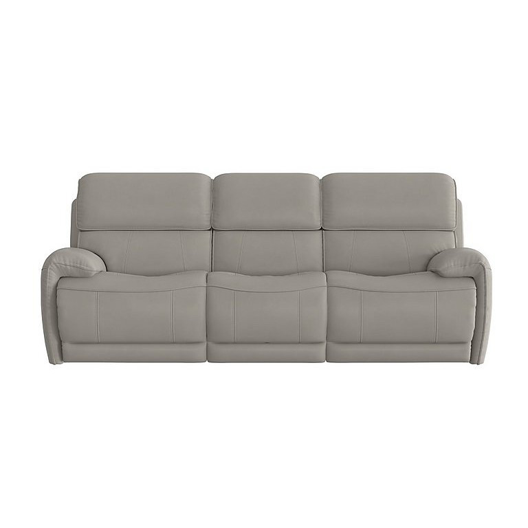 Link 3 Seater BV Leather Power Recliner Sofa with Power Headrests - Silver Grey