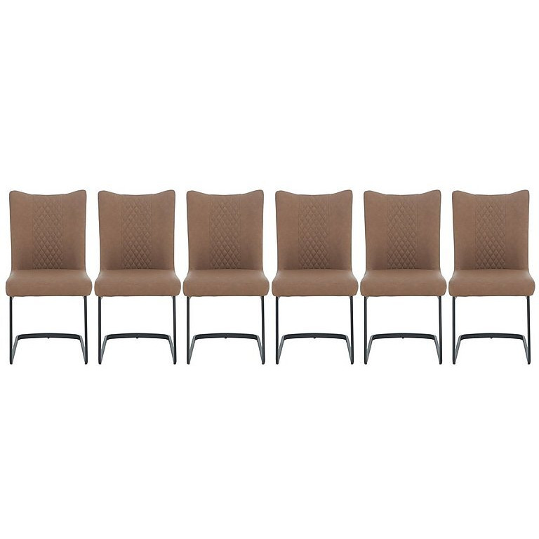 Bodahl - Loki Set of 6 Cantilever Dining Chairs - Brown