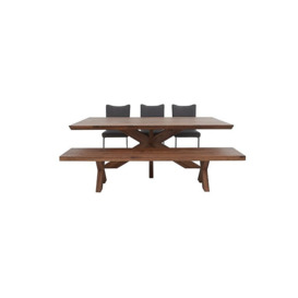 Bodahl - Loki Dining Table with 3 Grey Cantilever Chairs and Bench Set - Desert