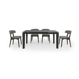 Connubia by Calligaris - Lord Extending Dining Table and 4 Siren Chairs - 160-cm - Calacatta Taupe Graphite