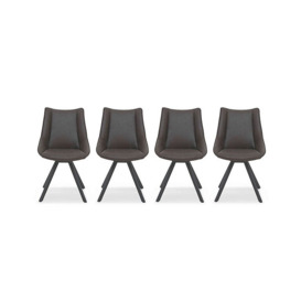 Lucio Set of 4 Faux Leather Swivel Dining Chairs - Graphite