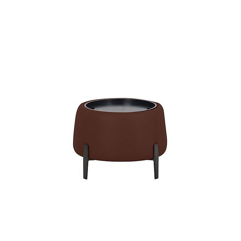 Domicil - Maddox Leather Tray Storage Side Table - NN Saddle Brown