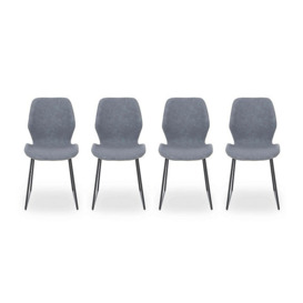 Matteo Set of 4 Faux Leather Ski Leg Dining Chairs - Light Grey