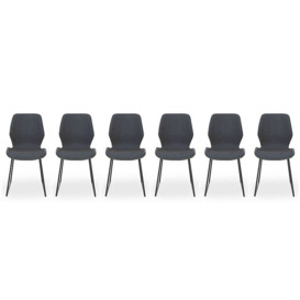Matteo Set of 6 Faux Leather Ski Leg Dining Chairs - Dark Grey