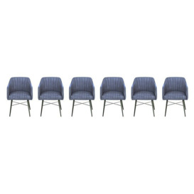 Max Set of 6 Leather Dining Chairs - Steel Blue