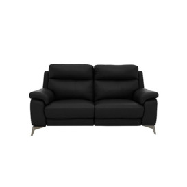 Missouri 2 Seater BV Leather Recliner Sofa with Power Headrest - Classic Black