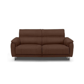 Moet 3 Seater Leather Power Recliner Sofa with Telescopic Headrests - Chocolate
