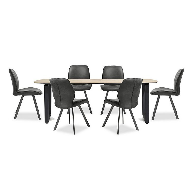 Habufa - Montreal Dining Table with U-Shaped Legs and 6 Semmi Chairs - Off Black