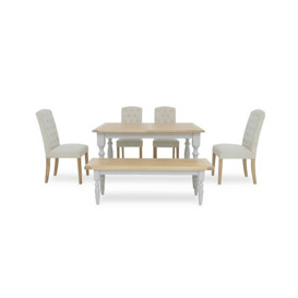 Moore Extending Dining Table with 4 Upholstered Chairs and Bench - 140-cm