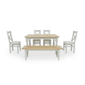 Moore Extending Dining Table with 4 Cross Back Chairs and a Bench - 180-cm